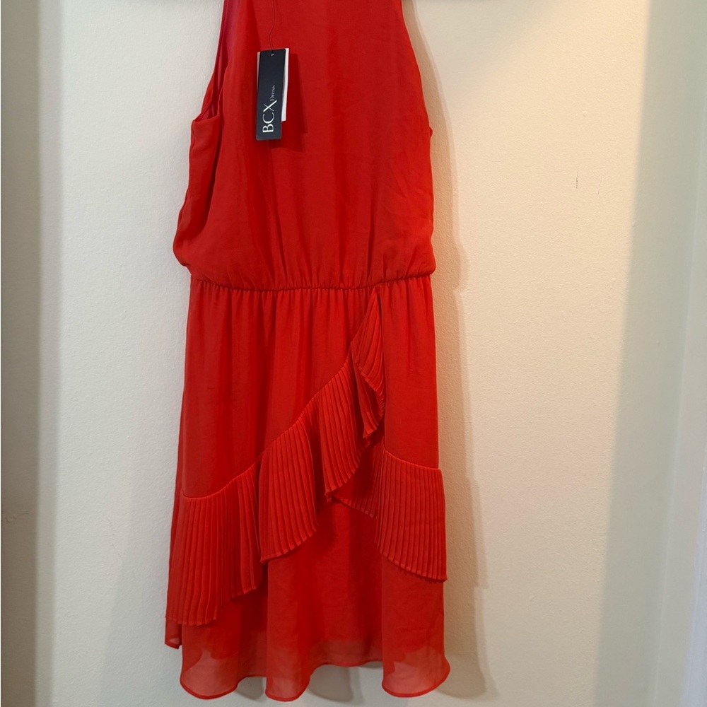BCX Vibrant Red Kids Dress with Ruffle Hem